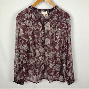 LUCKY BRAND Flowy Sheer Boho Blouse